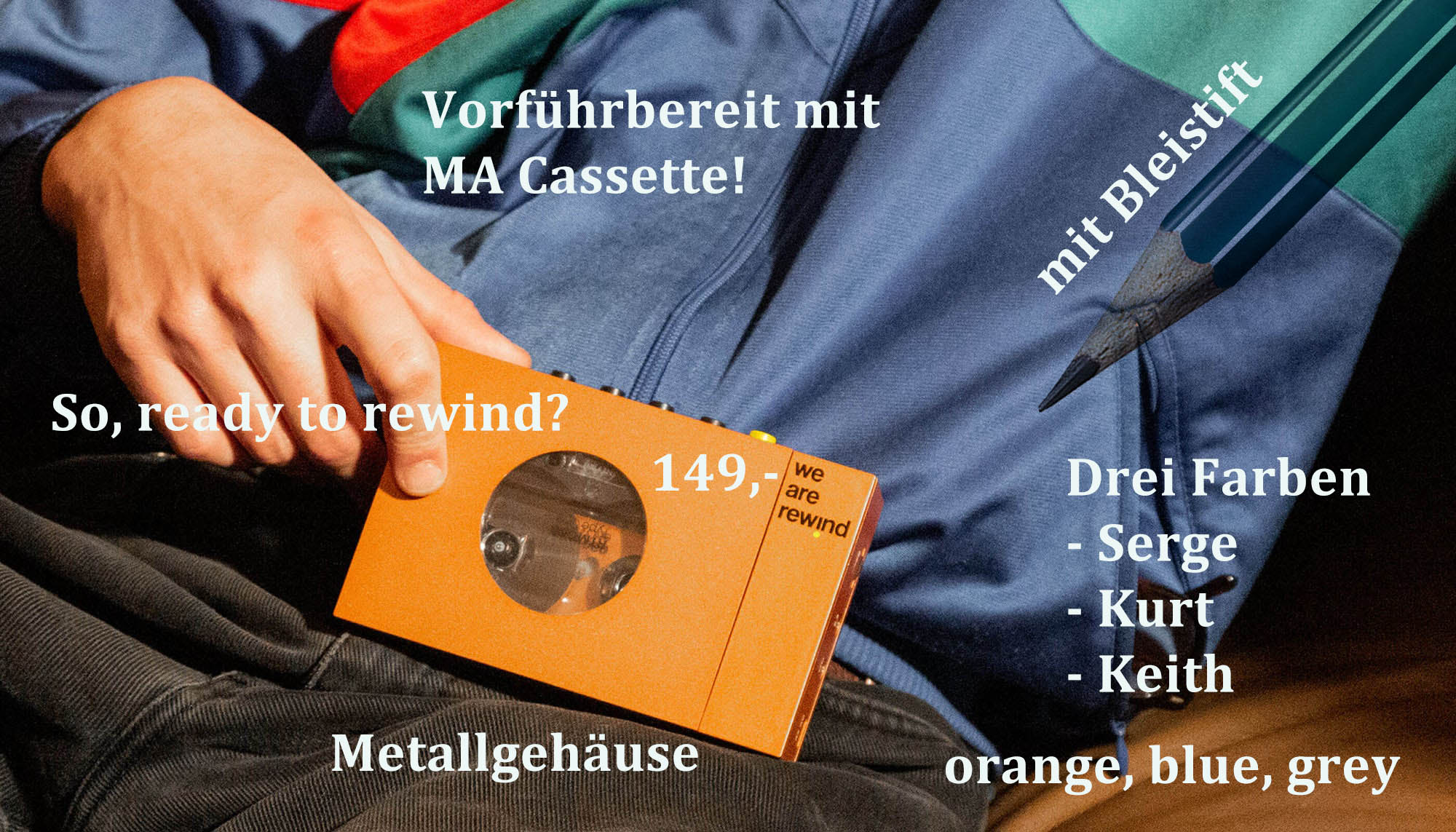 We are rewind tragbarer Cassettenrekorder